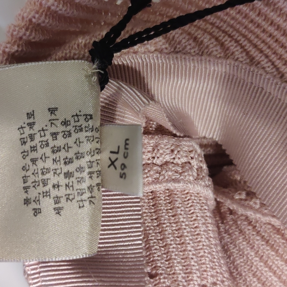 Gucci Knitted Crochet Malibu GG Fabric Leather Bucket Hat Pink XL 59 cm New - Picture 6 of 8
